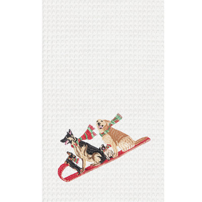Serviette de cuisine Dogs Tobogganing Waffle Weave