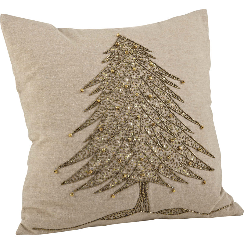 Sapin de Noël Sapin de Noël Square Cotton Throw Pillow, Gold