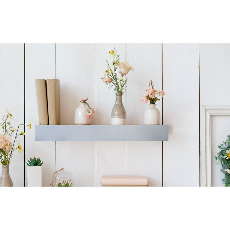 Krystallynn Oak Floating Shelf, Gray, 6" H x 21" W x 7" D