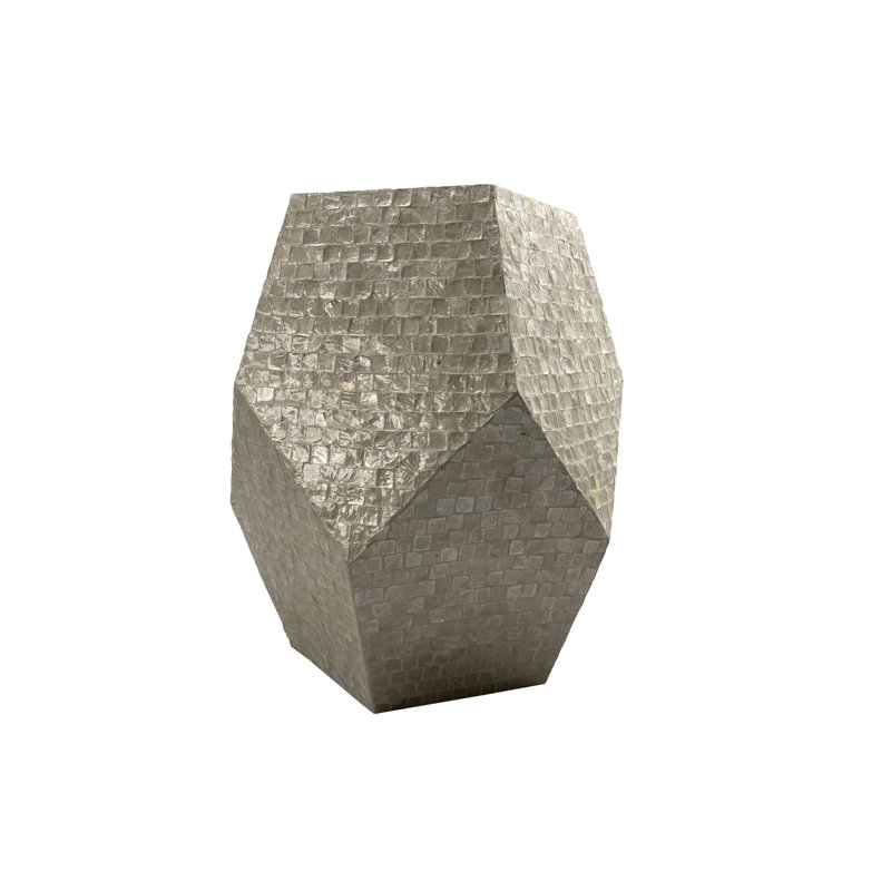 Cole And Grey Mother Of Pearl Shell Handmade Cream Side End Accent Table