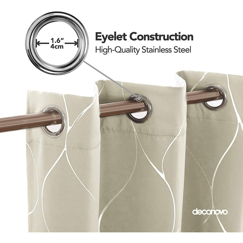 Kellda Thermal Room Darkening Polyester Curtain Panels , 42" W x 54" L, Light Beige
