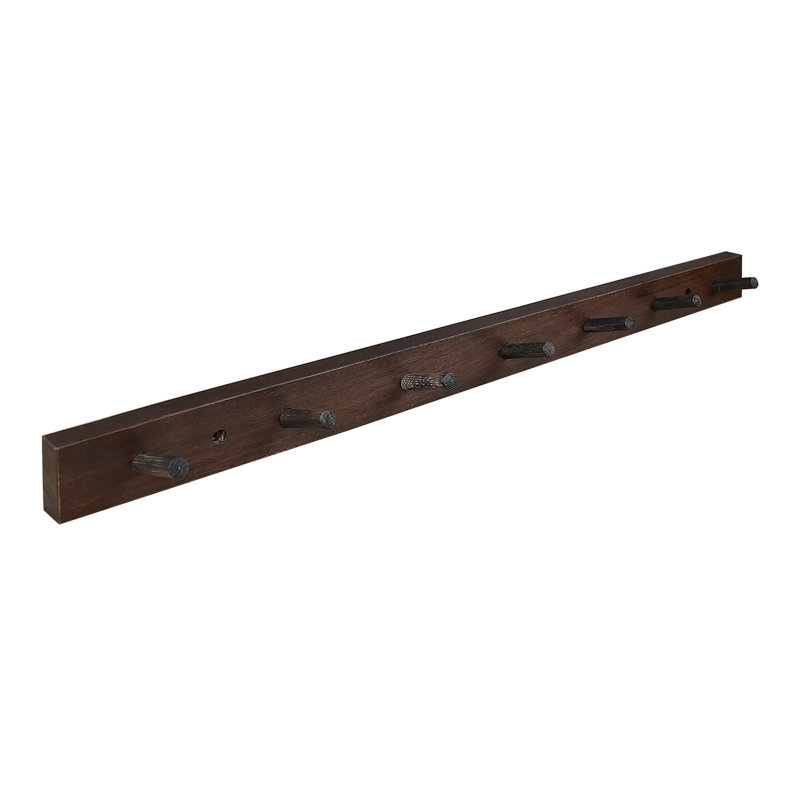 Wall Mounted Coat Rack, Dark Walnut, 2" H x 27.5" W x 0.75" D