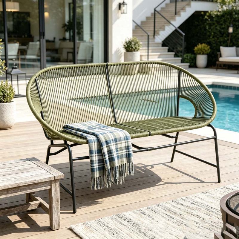 52" Outdoor Paito Loveseat Sofa, Green