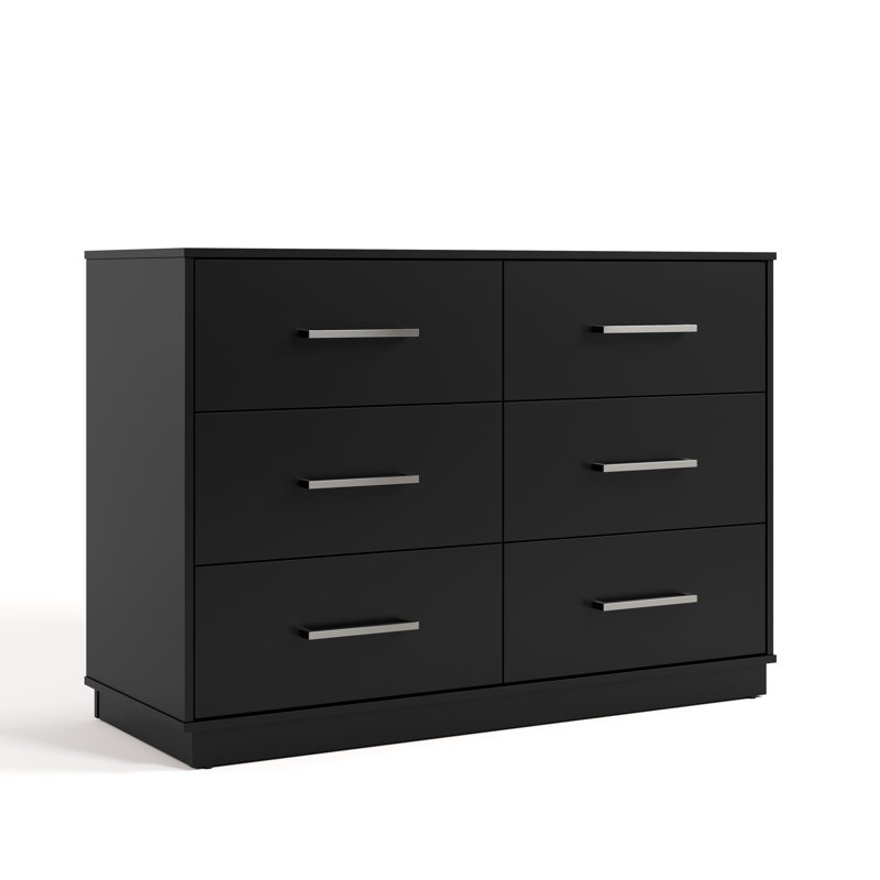 Essentials 6 Drawer Double Dresser, Black