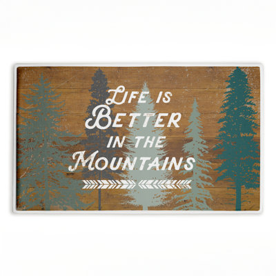 Retro Rustic Better In Mountains Printed Plush Bath Mat and Bath Rug, design by Lula Bijoux & co., 18"x30"