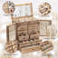 Boîte à bijoux pour femme en bois, grande boîte de rangement rustique à 6 couches avec miroir et 8 tiroirs, brun-406912639