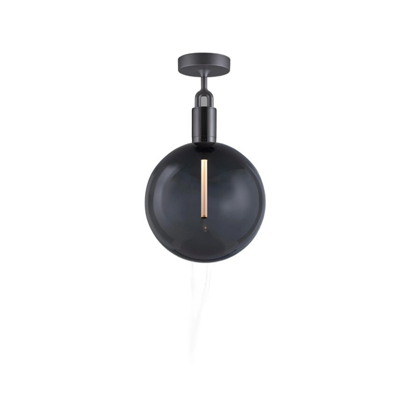 Linear Knurl 1 - Light LED Semi Flush Mount, Brass, Large, Smoked