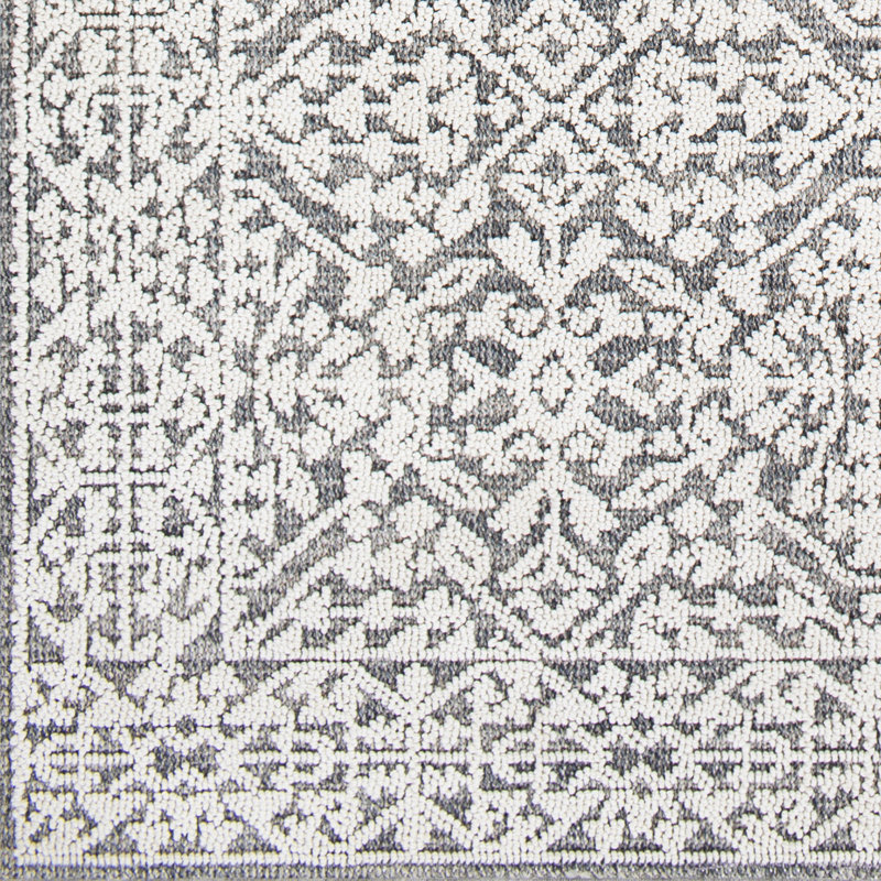Baconton tapis gris / blanc Yanaton, Rectangle 2 pi 3 po x 3 pi 9 po