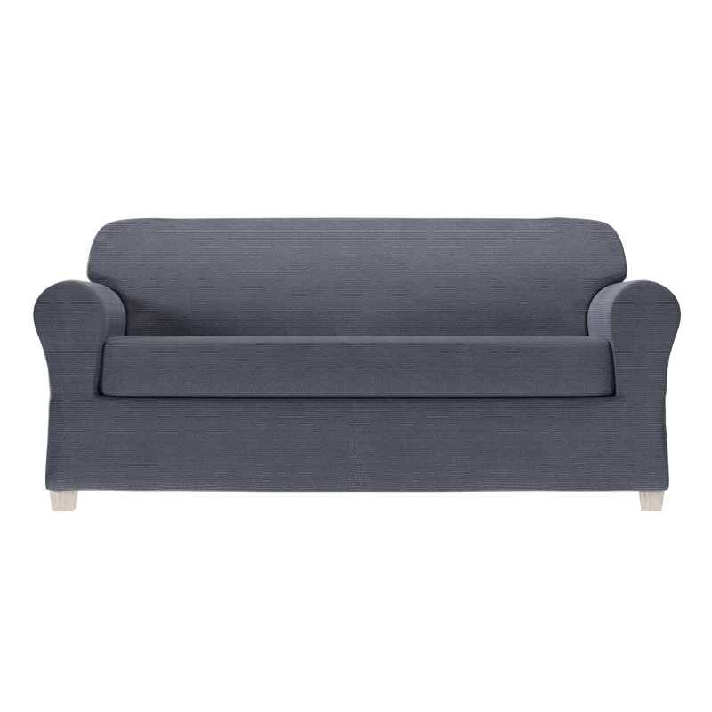 Housse extensible pour canapé à coussins carrés / rectangulaires, H 34 po x l 96 po x P 38 po, Bleu