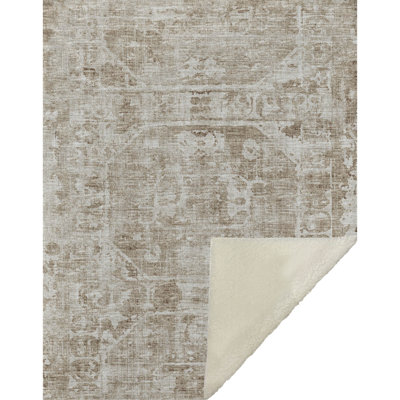 One Pixie Street Taupe 50" x 70" Sherpa Throw Blanket