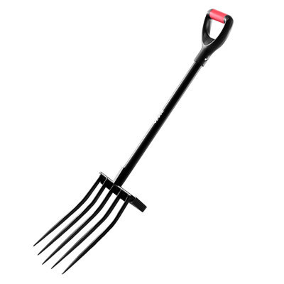 5 Tines Garden Fork Tool Metal Handle 41 in Spading Pitchfork Y Grip Heavy Duty