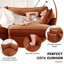 Siège orange à 2 places avec rangement mobile et caché, accoudoir en chenille en forme de croissant, passepoil sur les bords du coussin, tissu doux, convient aux tiroirs de rangement Nordic Interior Styles, tissu-1004179285