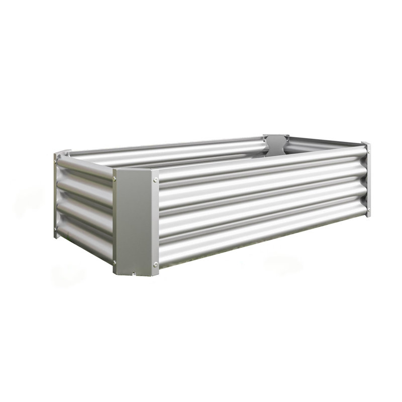 Metal Corrugated Iron Raised Garden Bed for Outdoor Plants, Vegetables, and Flowers, Green, 11.81" H x 70.87" W x 35.83" D
