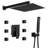 3-Spray Wall Mount 2.5 GPM 12 In. Shower Head Fixed And Handheld Shower Head With 6-Jets In Matte Black (Valve Included)