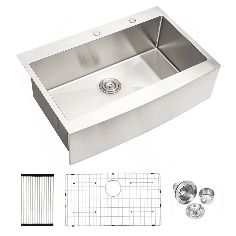 Évier de cuisine encastré 33 po 33 po - Évier de cuisine 33 po x 22 po x 10 po à tablier frontal en acier inoxydable de calibre 16