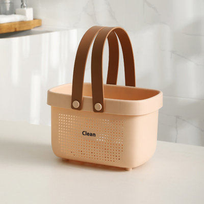 Hollow Out Desktop Storage Basket Dispenser Container Portable Shower Caddy Basket Bathing: Plastic Storage Basket With Handle Portable Box Organizer