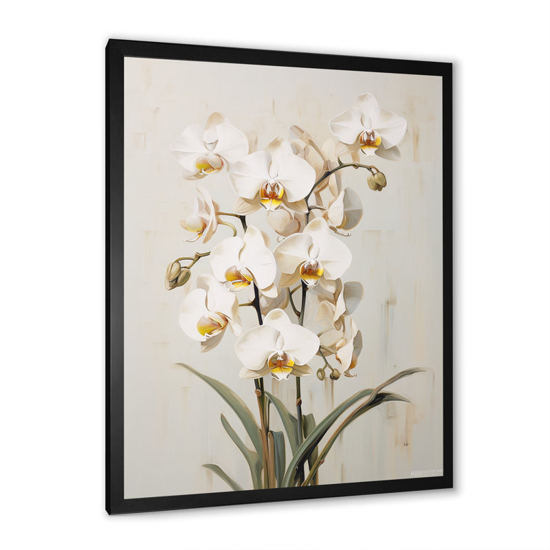 Orchidées beiges tranquillité IV, H 20 po x l 12 po x P 1 po, Cadre simple noir