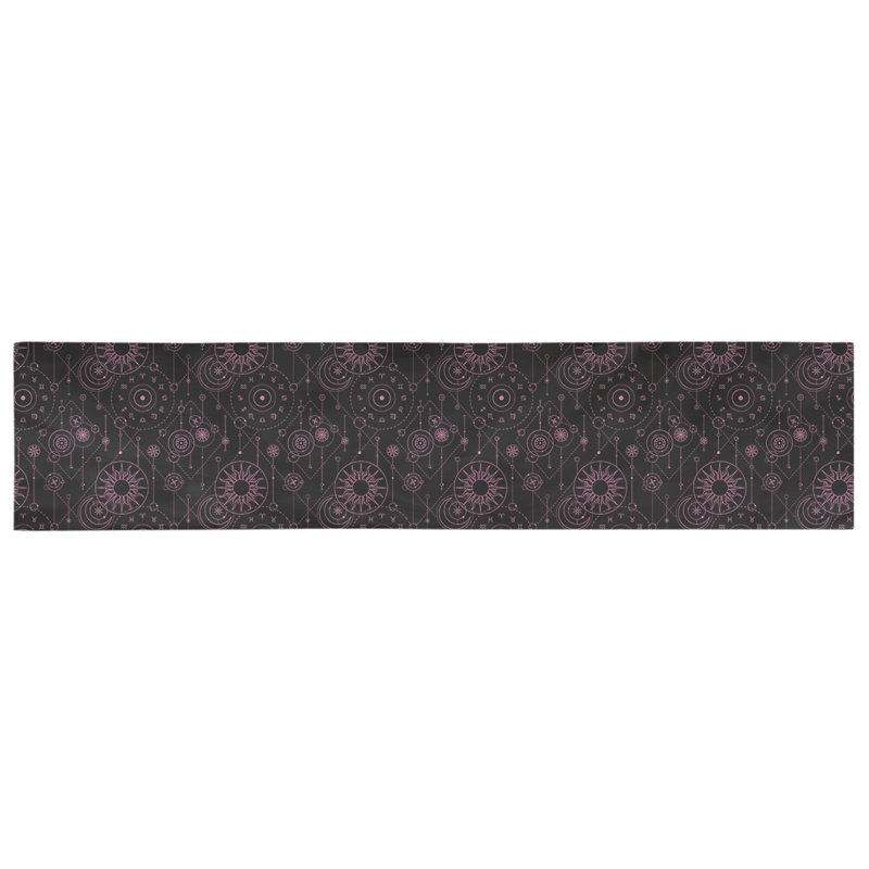 Chemin de table astrologie Avicia, 90 po x 16 po, Polyester sergé, Noir / Rose