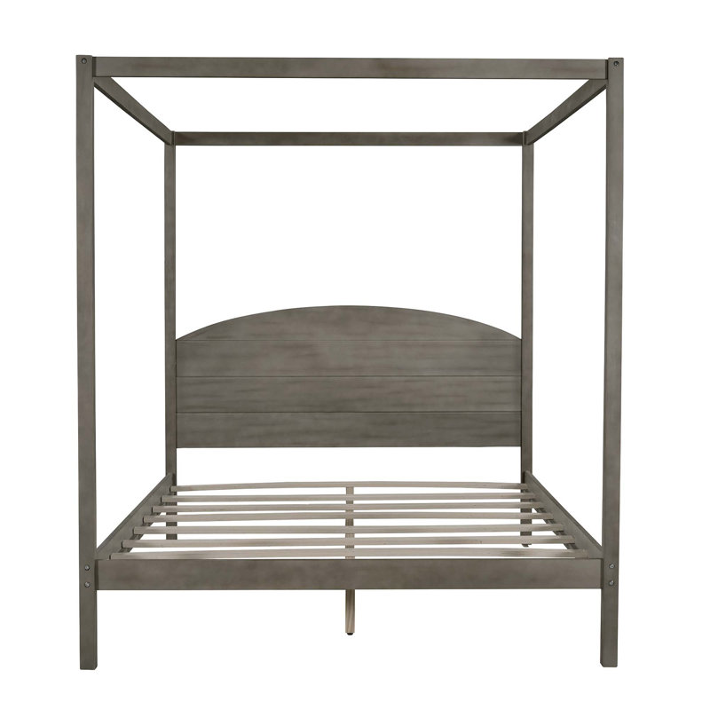 Canopy Bed, Platform Bed with Headboard and Support Legs, Bed frame, Gray, King