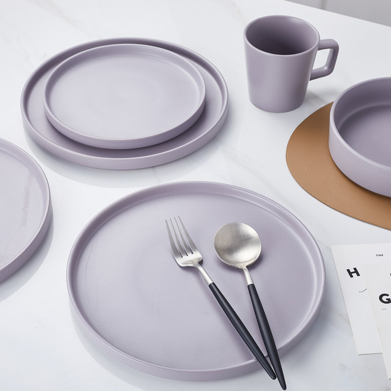 Stone Lain Cleo 32-Piece Dinnerware Set Stoneware, Light Gray