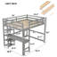 Lit mezzanine avec bureau, tablettes et échelle