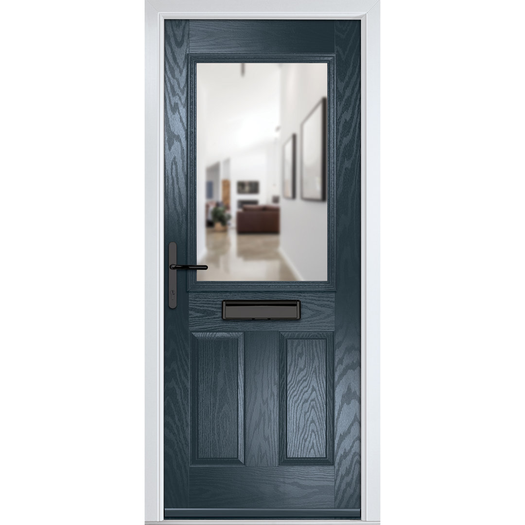 Crystal GRP Front door Lytham Slate Grey 890mm x 2090mm Open in Left hand Clear Glass