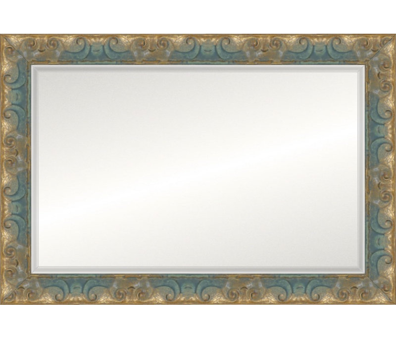 Brushed Signature Mirror, Beveled, Brushed Gold Aqua