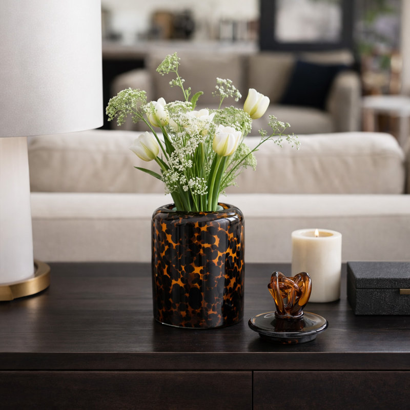Vase de table en verre avec couvercle à nœuds Fulga Decorative Apothecary, H 8 po x l 5 po x P 5 po