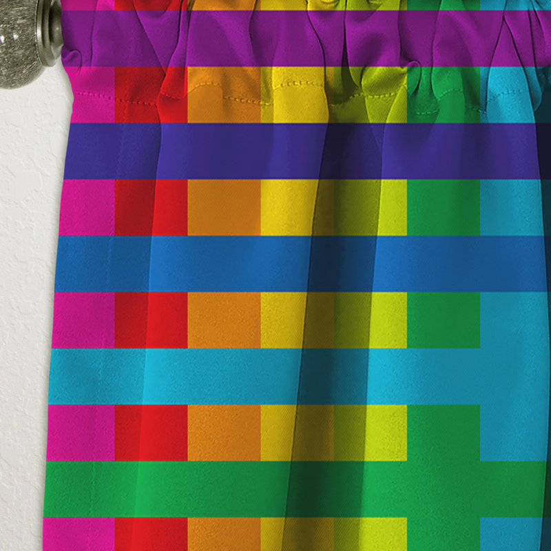 Motif géométrique simple aux couleurs de l'arc-en-ciel. - Rideau simple occultant Mid-Century, L 52 po x L 120 po