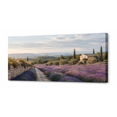 Provence Lavender Field and Farmhouse Wrapped Canvas Wall Art