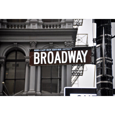" Broadway Street Sign, New York City, SOHO, Theater District " Mixed Media Print