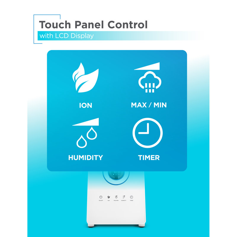 White Ultrasonic Humidifier with Remote and Digital Touch Panel