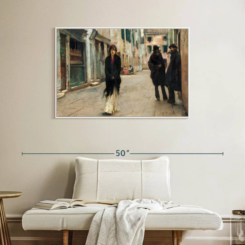 Rue à Venise 1882, Cadre flottant blanc, 40 po x 27 po