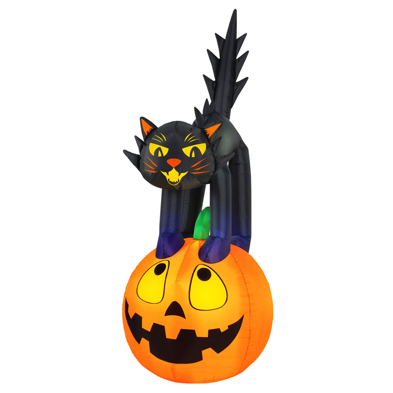 Chat sur citrouille gonflable