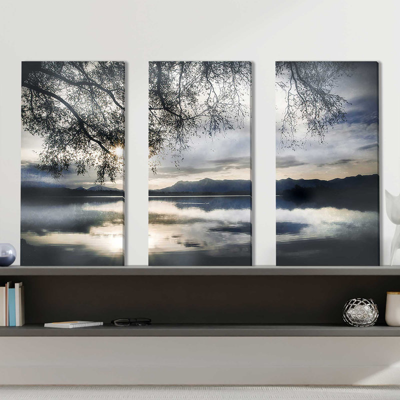 «Staffelsee Lake», reproduction sur toile 3 pièces, H 32 po x l 48 po x P 1 po