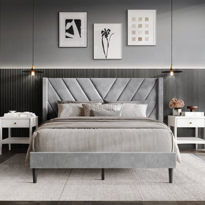 Elegence Wingback Platform Bed