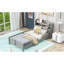 Lit plateforme gris antique avec structure en bois massif, rangement pour tête de lit, garde-corps à DEL et garde-corps pour un repos et un rangement confortables-894362515-894362518