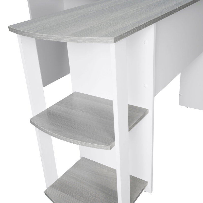 Bureau moderne en L avec tablettes latérales Techni Mobile