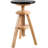 Hiltrun 18.9"-25.2"H Solid Hardwood Swivel Adjustable Height Counter Stool, Natural Base with Black Top-304327218