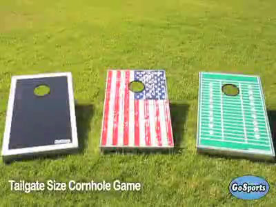 GoSports Green Aluminum Frame Football Cornhole Set with Bean Bags