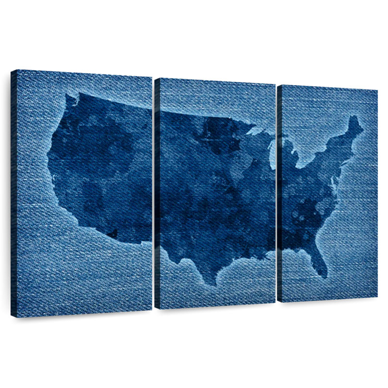 Aliaz Denim USA Map, 32" H x 50" W