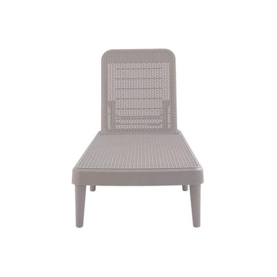Chaise longue empilable d'extérieur en plastique robuste taupe de 75 pouces