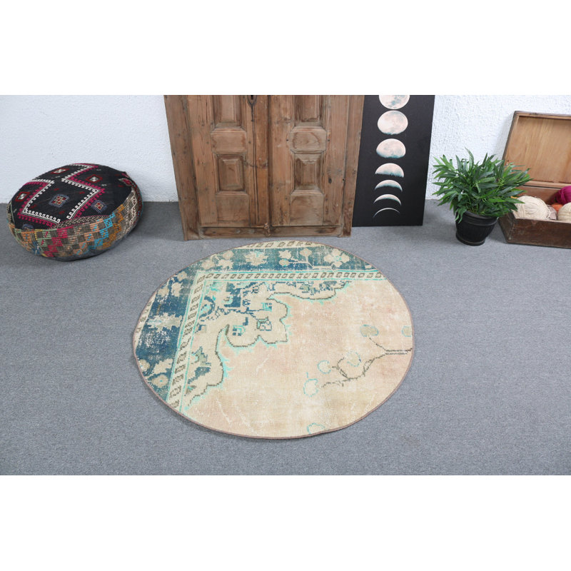Tapis beige en laine Oushak
