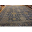 Square Wool 1930s Allover Floral Hand Knotted Pile Large Blue Antique Rug