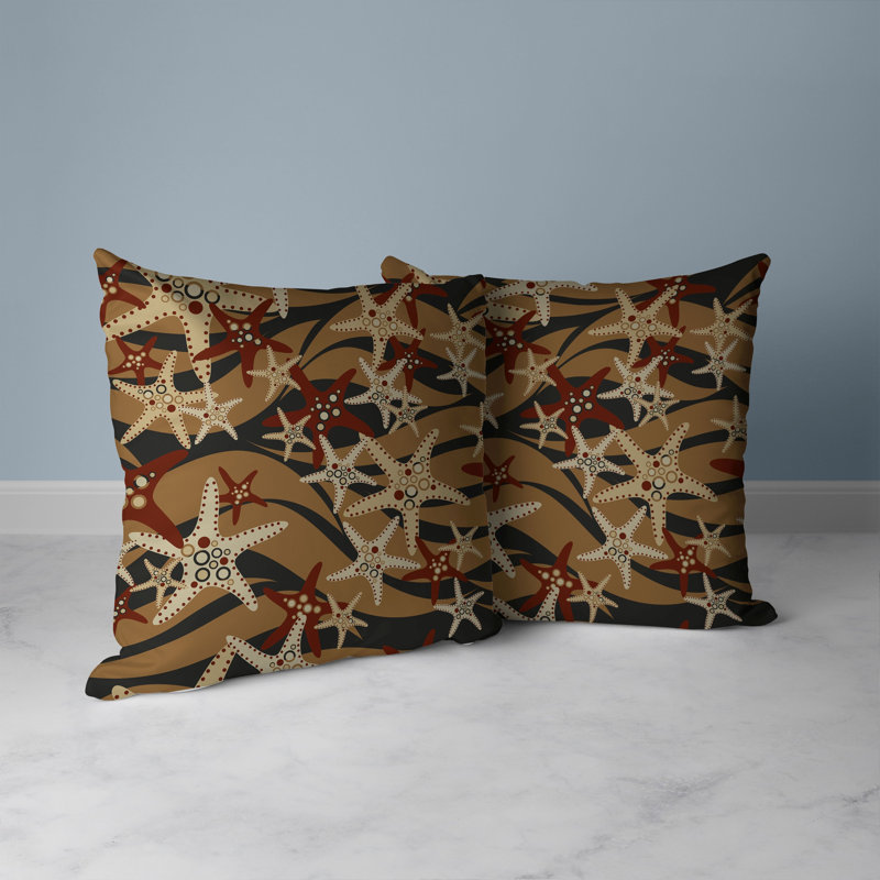 Coussin décoratif intérieur / extérieur Starfish Sway, H 20 po x l 20 po, Rouge / multicolore