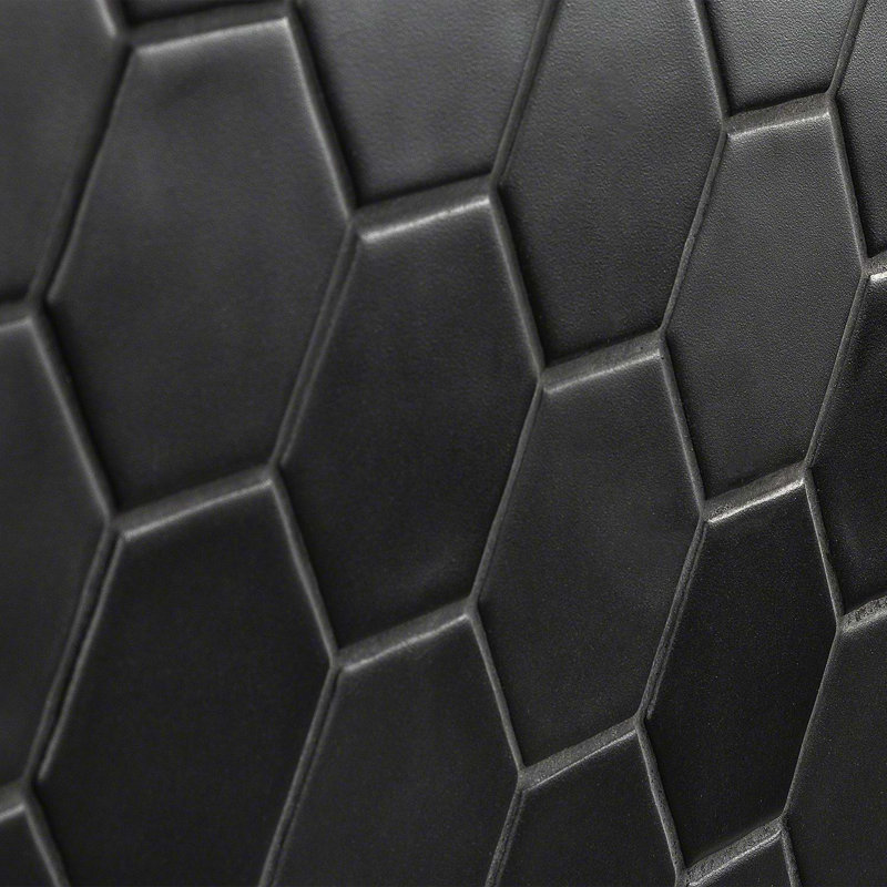 Meadowmere 3" Hexagon Matte Ceramic Tile, Black