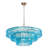9-Light 32"W Polished Brass Modern Tired Chandelier with Hand-Blown Blue Glass for Dining Room or Living Room-228307316