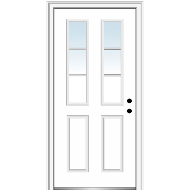 Portes d'entrée intérieures pré-montées en fibre de verre apprêtée avec grilles internes, H 81,75 po x l 34 po x P 4,56 po