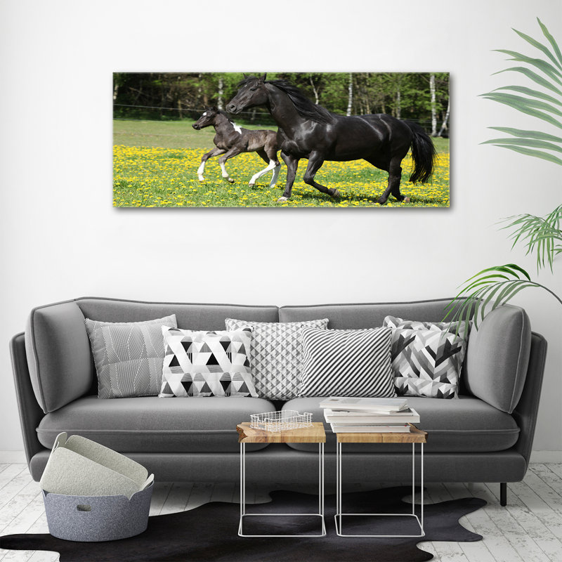 Mare With Foal - No Frame Print, Canvas, 50cm H x 125cm W x 2cm D