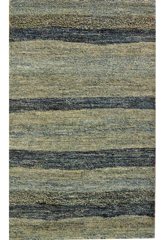 Tapis unique bleu marine / gris / vert de 2 pi 1 po x 3 pi 3 po